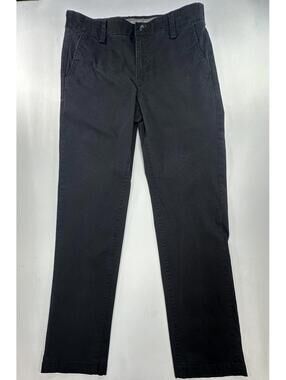 Chaps Straight Fit Flat Front Chinos Black Mens 32/34